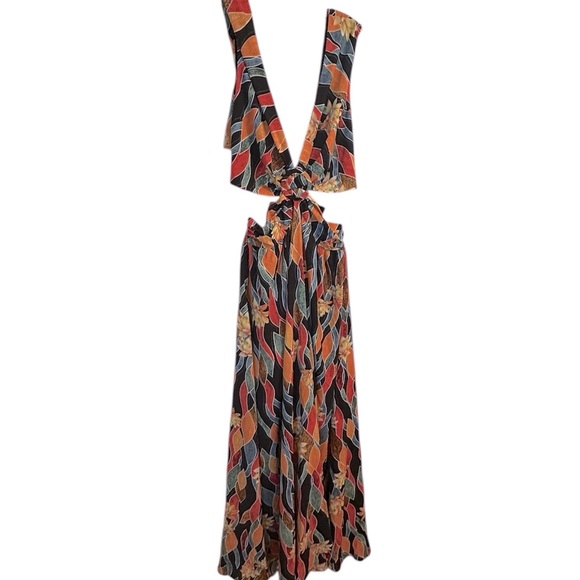 Fab’rik Atlas Printed Cut Out Maxi Dress sz. L - Picture 1 of 3